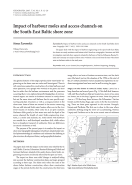 Impact of Harbour Moles and Access Channels on the South-East Baltic Shore Zone