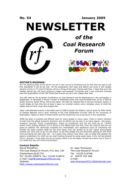 NEWSLETTER of the Coal Research Forum