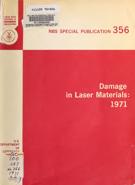 Damage in Laser Materials: 1971