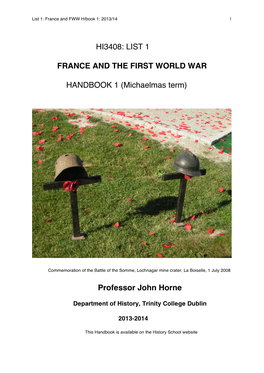 Hi3408: List 1 France and the First World War Handbook 1