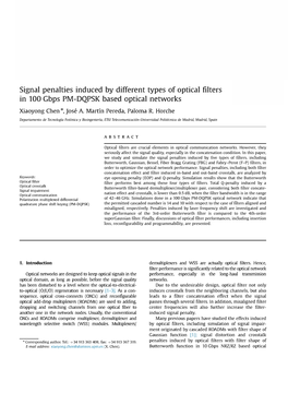 Signal Penalties Induced by Different Types of Optical Filters in 100Gbps PM-DQPSK Based Optical Networks