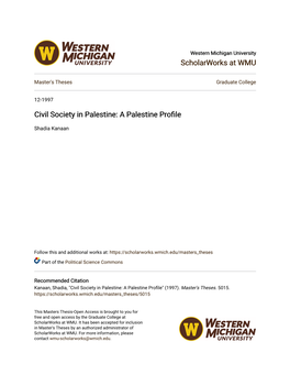 Civil Society in Palestine: a Palestine Profile
