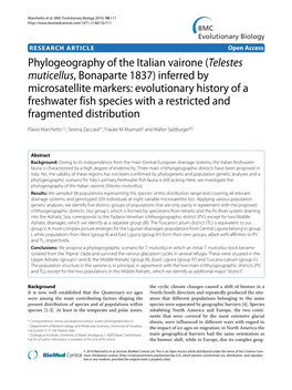 Inferred by Microsatellite Markers: Evolutionary History of a Freshwater Fish Species with a Restricted and Fragmented Distribution