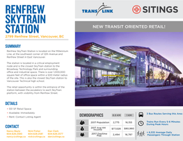 Renfrew SKYTRAIN STATION NEW TRANSIT ORIENTED RETAIL! 2799 Renfrew Street, Vancouver, BC