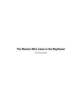 The Women Who Came in the Mayflower