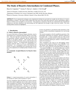 The Study of Reactive Intermediates in Condensed Phases. Barry K