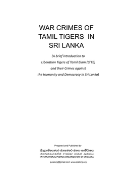 War Crimes of Tamil Tigers in Sri Lanka