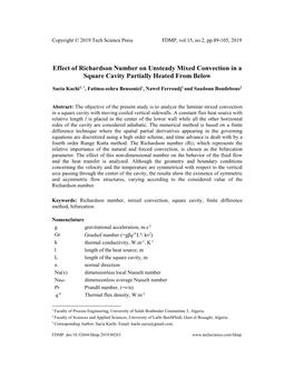 Effect of Richardson Number on Unsteady Mixed Convection in a Square Cavity Partially Heated from Below