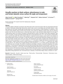 Horsefly Reactions to Black Surfaces: Attractiveness to Male and Female Tabanids Versus Surface Tilt Angle and Temperature