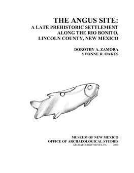 The Angus Site: a Late Prehistoric Settlement Along the Rio Bonito, Lincoln County, New Mexico