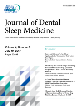 Journal of Dental Sleep Medicine | Volume 4, Number 3 | July 10, 2017