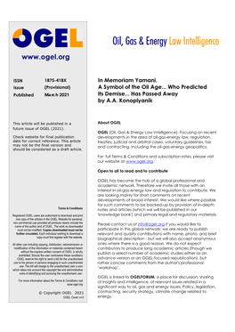 Oil, Gas & Energy Law Intelligence