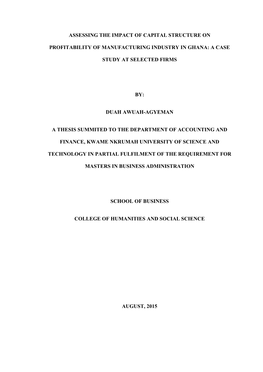 Assessing the Impact of Capital Structure On