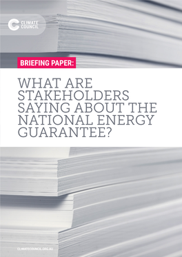 What Are Stakeholders Saying About the National Energy Guarantee?