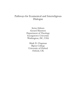 Pathways for Ecumenical and Interreligious Dialogue