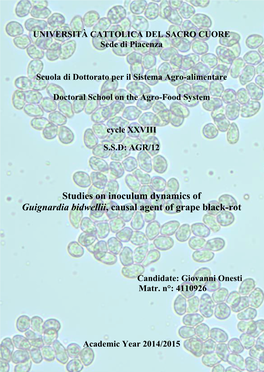 Studies on Inoculum Dynamics of Guignardia Bidwellii, Causal Agent of Grape Black-Rot