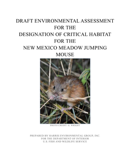 Draft Environmental Assessment for the Designation of Critical Habitat for the New Mexico Meadow Jumping Mouse