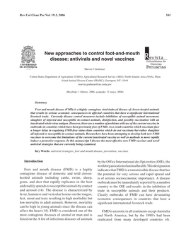 New Approaches to Control Foot-And-Mouth Disease: Antivirals and Novel Vaccines