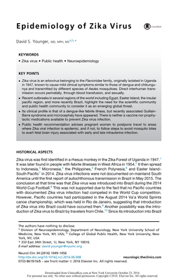 Epidemiology of Zika Virus