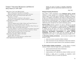 Chapter 5: Speciation Mechanisms and Behavior Barry Sinervo © 1997