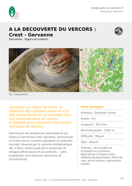 A LA DECOUVERTE DU VERCORS : Crest - Gervanne Gervanne - Gigors-Et-Lozeron