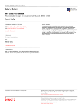 The Sideways March: Mackenzie King's Monumental Quest, 1893-1940