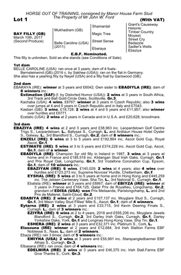 HORSE out of TRAINING, Consigned by Manor House Farm Stud the Property of M R John W