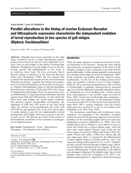 Parallel Alterations in the Timing of Ovarian Ecdysone Receptor And