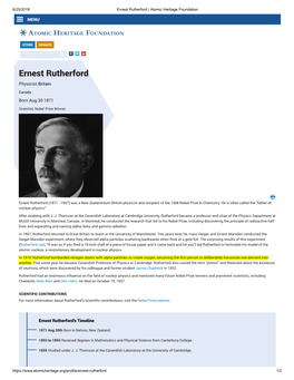 Ernest Rutherford | Atomic Heritage Foundation