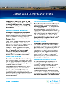 Ontario Wind Energy Market Profile