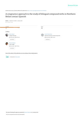 A Congruence Approach to the Study of Bilingual Compound Verbs in Northern Belize Contact Spanish