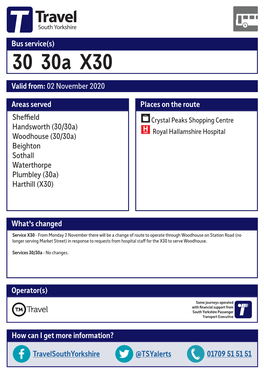 30-30A-X30 Sheffield Valid from 02 November 2020