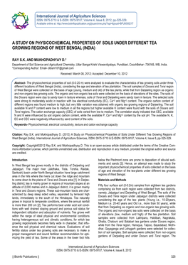 A Study on Physicochemical Properties of Soils Under Different Tea Growing Regions of West Bengal (India)