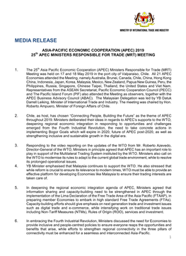 Media Release : Asia-Pacific Economic Cooperation (APEC)