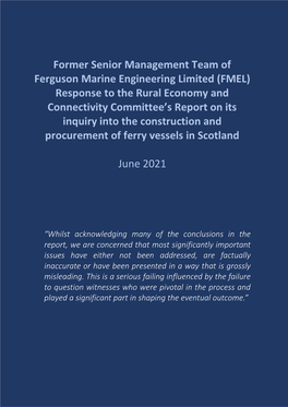 Former Senior Management Team of Ferguson Marine Engineering Limited