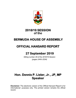 Official Hansard Report