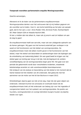 Toespraak Roland Van Vliet Installatie Enquetecommissie