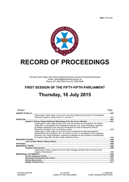 Record of Proceedings