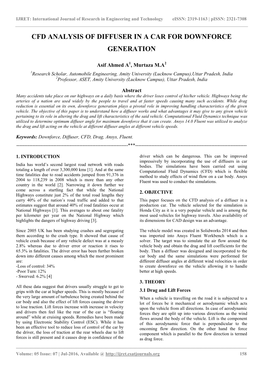 Cfd Analysis of Diffuser in a Car for Downforce Generation