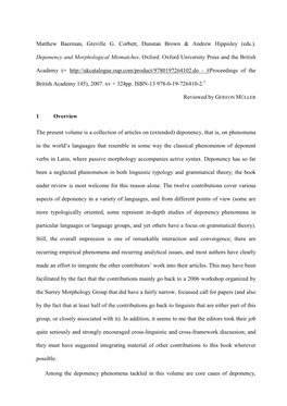 Deponency and Morphological Mismatches