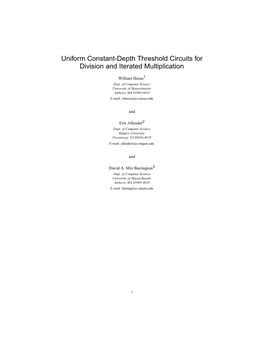 Uniform Constant-Depth Threshold Circuits for Division and Iterated Multiplication