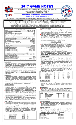 2017 Game Notes