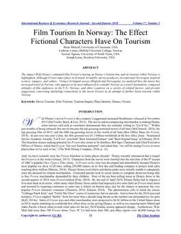 Film Tourism in Norway: the Effect Fictional Characters Have on Tourism