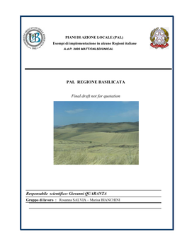 PAL REGIONE BASILICATA Final Draft Not for Quotation