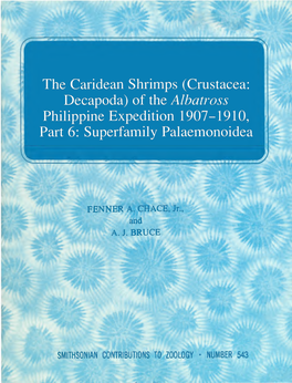 The Caridean Shrimps (Crustacea: Decapoda) of the Albatross Philippine Expedition 1907-1910, Part 6: Superfamily Palaemonoidea
