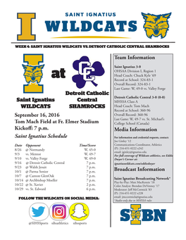 7 Pm Team Information Detroit Catholic Central SHAMROCKS Sain