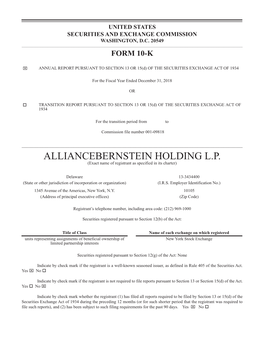 ALLIANCEBERNSTEIN HOLDING L.P. (Exact Name of Registrant As Specified in Its Charter)