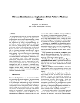 Milware: Identification and Implications of State Authored Malicious Software