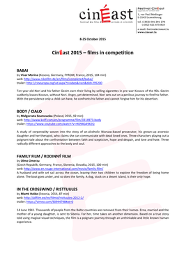 FESTIVAL CINEAST – BILAN 2011 Et GRANDES LIGNES De L'edition