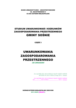 Gminy Sośnie Uwarunkowania Zagospodarowania